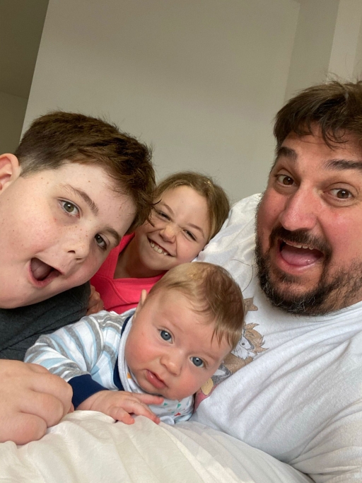 Brett Griffin Young and his three children. Brett Griffin Young and his three children.