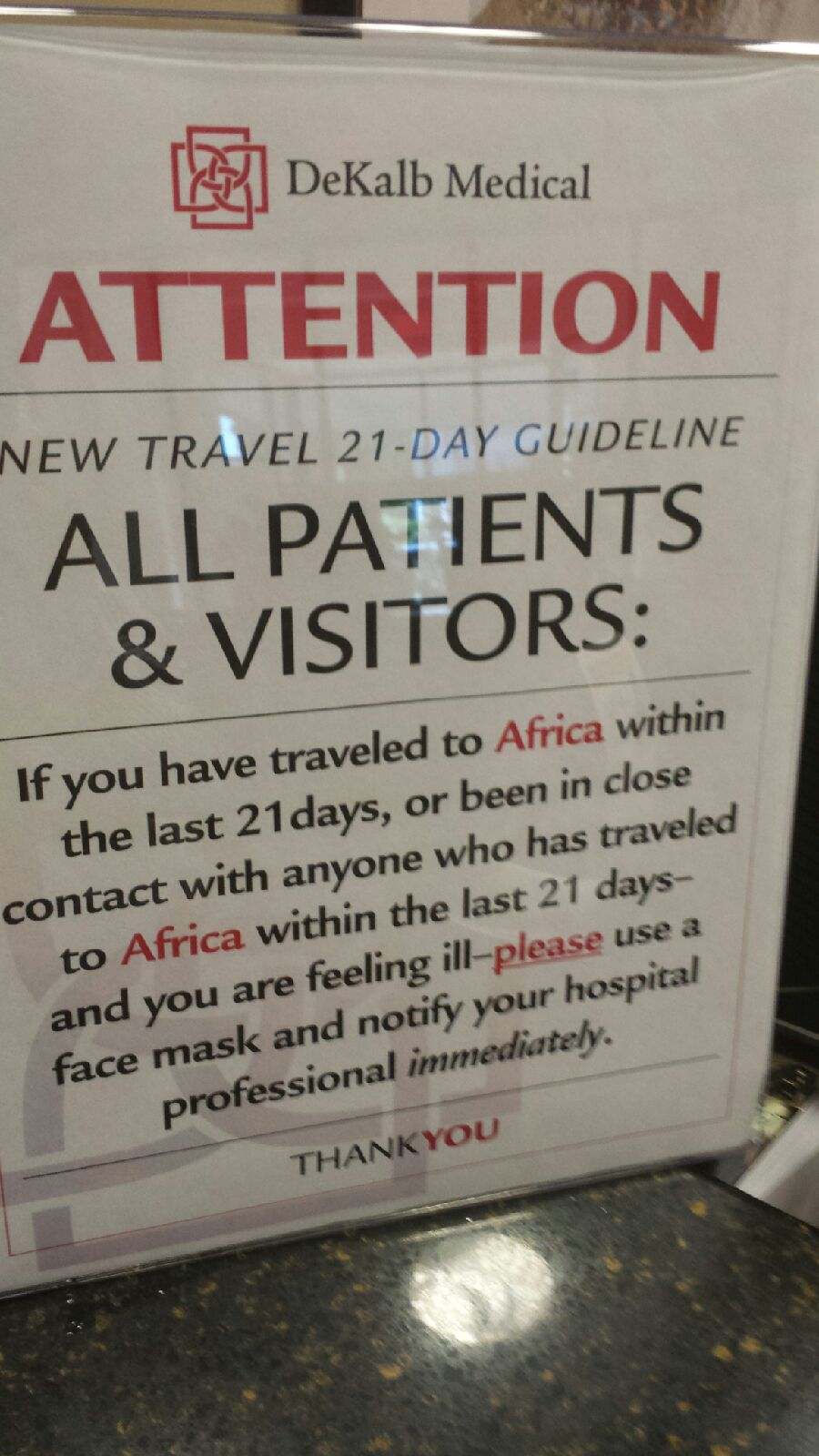 Sign at hospital Sign at hospital