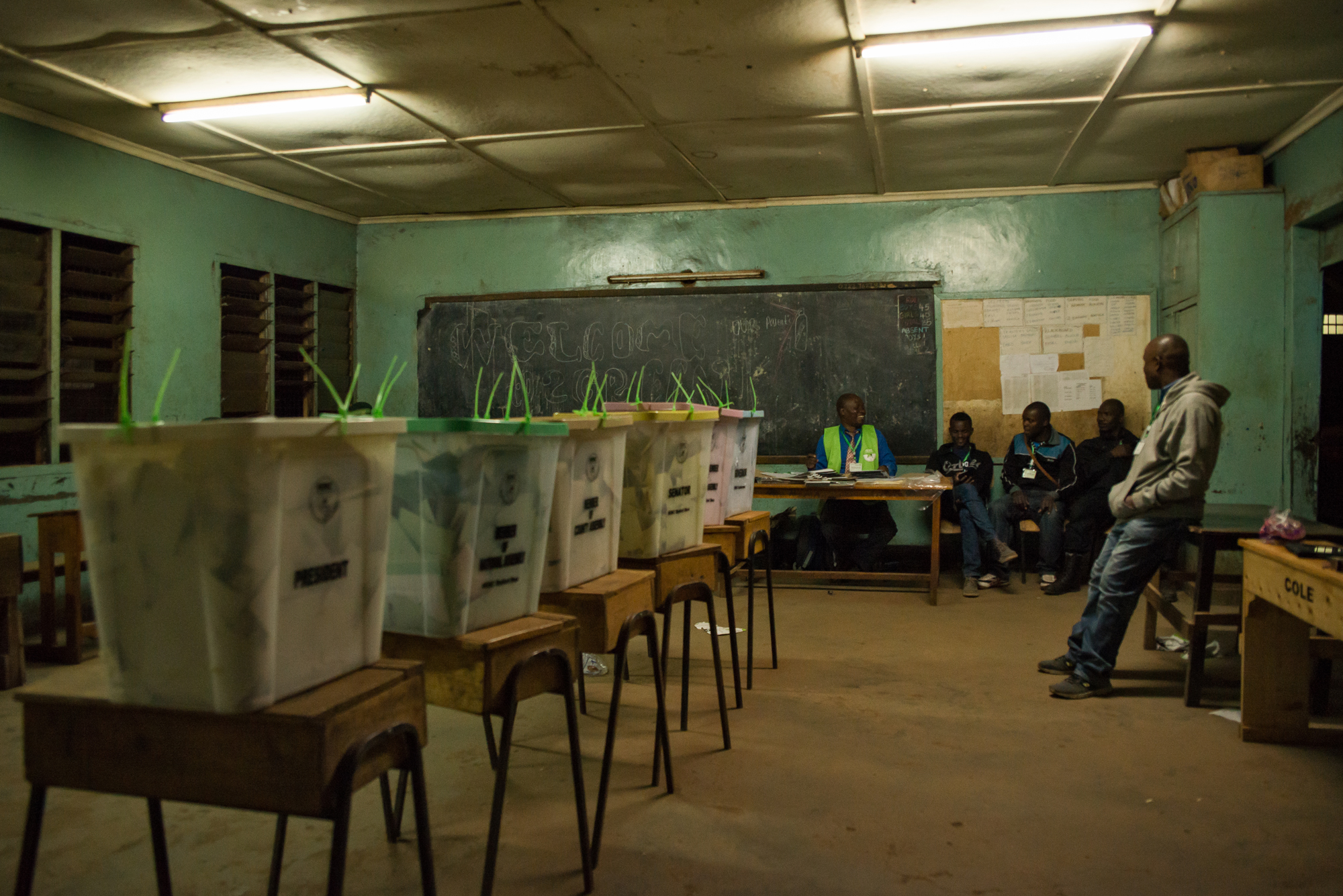Election officials wait for confirmation to begin counting votes for Kenya’s next president in Nairobi, Kenya. Election officials wait for confirmation to begin counting votes for Kenya’s next president in Nairobi, Kenya.