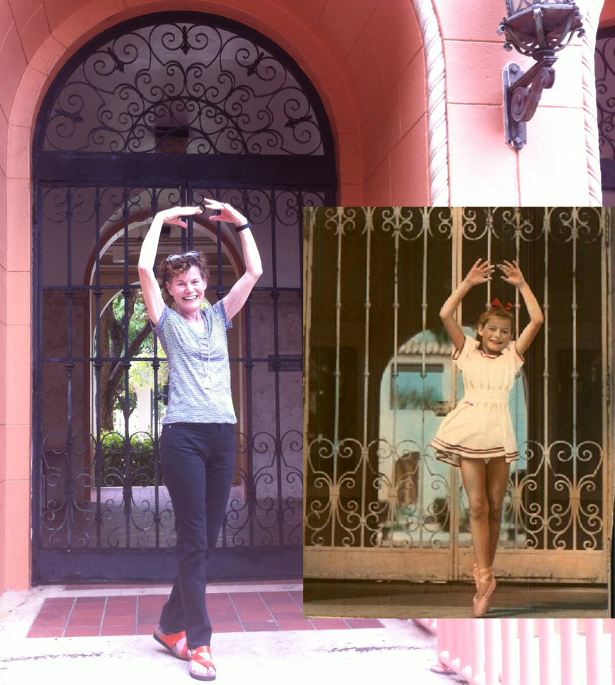 Judy Blume and her younger self pose in front of her childhood apartment building in Miami Beach. Judy Blume and her younger self pose in front of her childhood apartment building in Miami Beach.