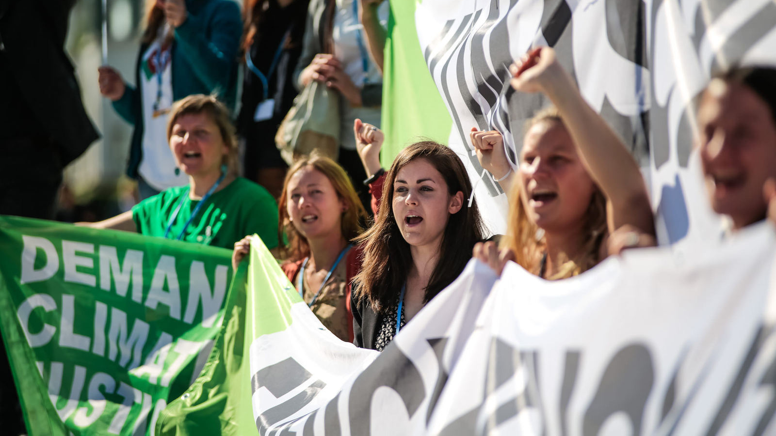 Environmental Action Group Protesters Members of environmental groups hold up banners calling for renewable energy at the United Nations climate talks that took place in Bonn, Germany in 2015. Bonn was the site of the last United Nations Climate Change Conference in November 2017, in which co