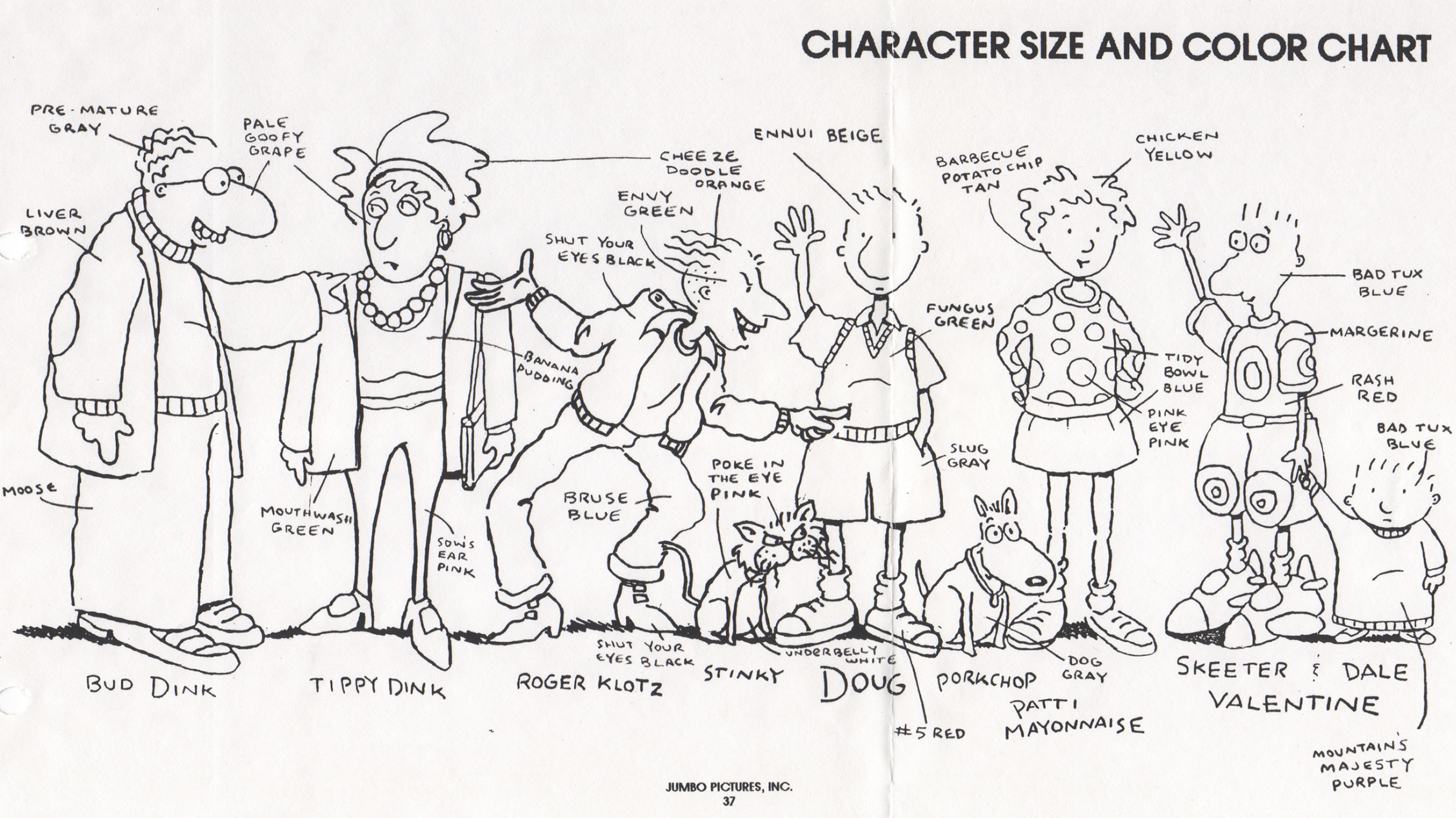 “Doug” character designs from the show’s production bible. “Doug” character designs from the show’s production bible.