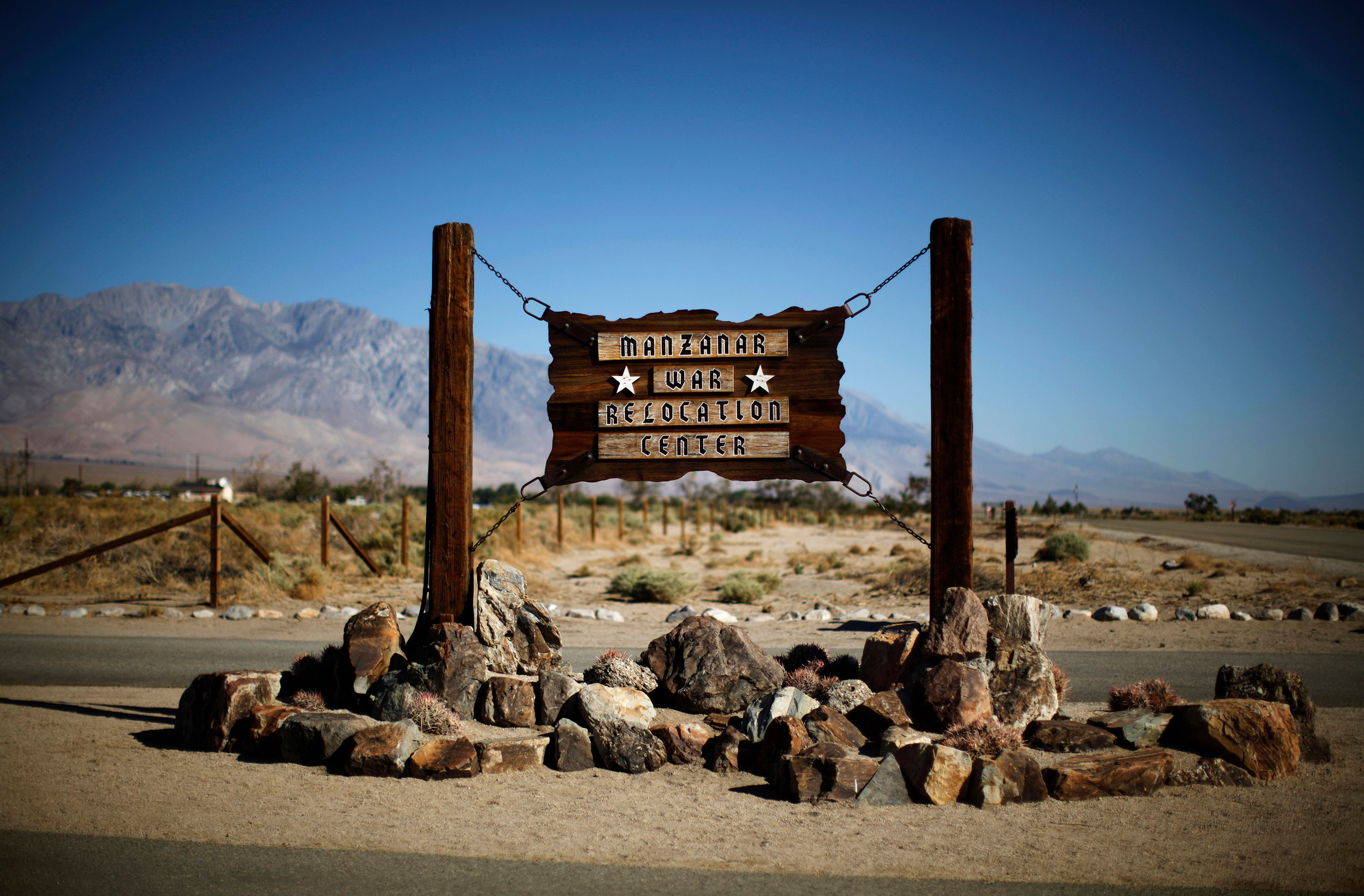 The entrance of Manzanar internment camp is seen in Independence, California, 2013. The entrance of Manzanar internment camp is seen in Independence, California, 2013.