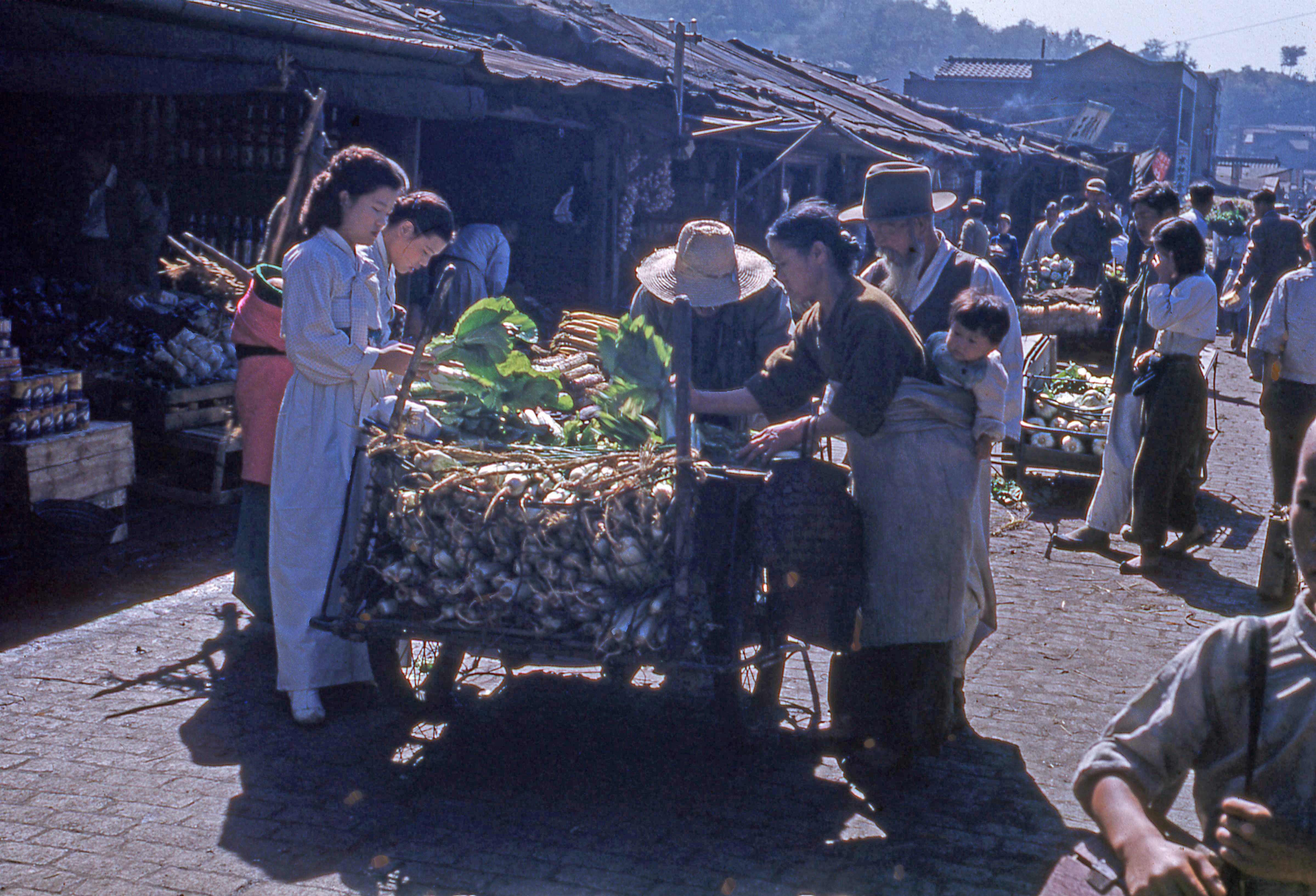 buying food from a pushcart in korea
