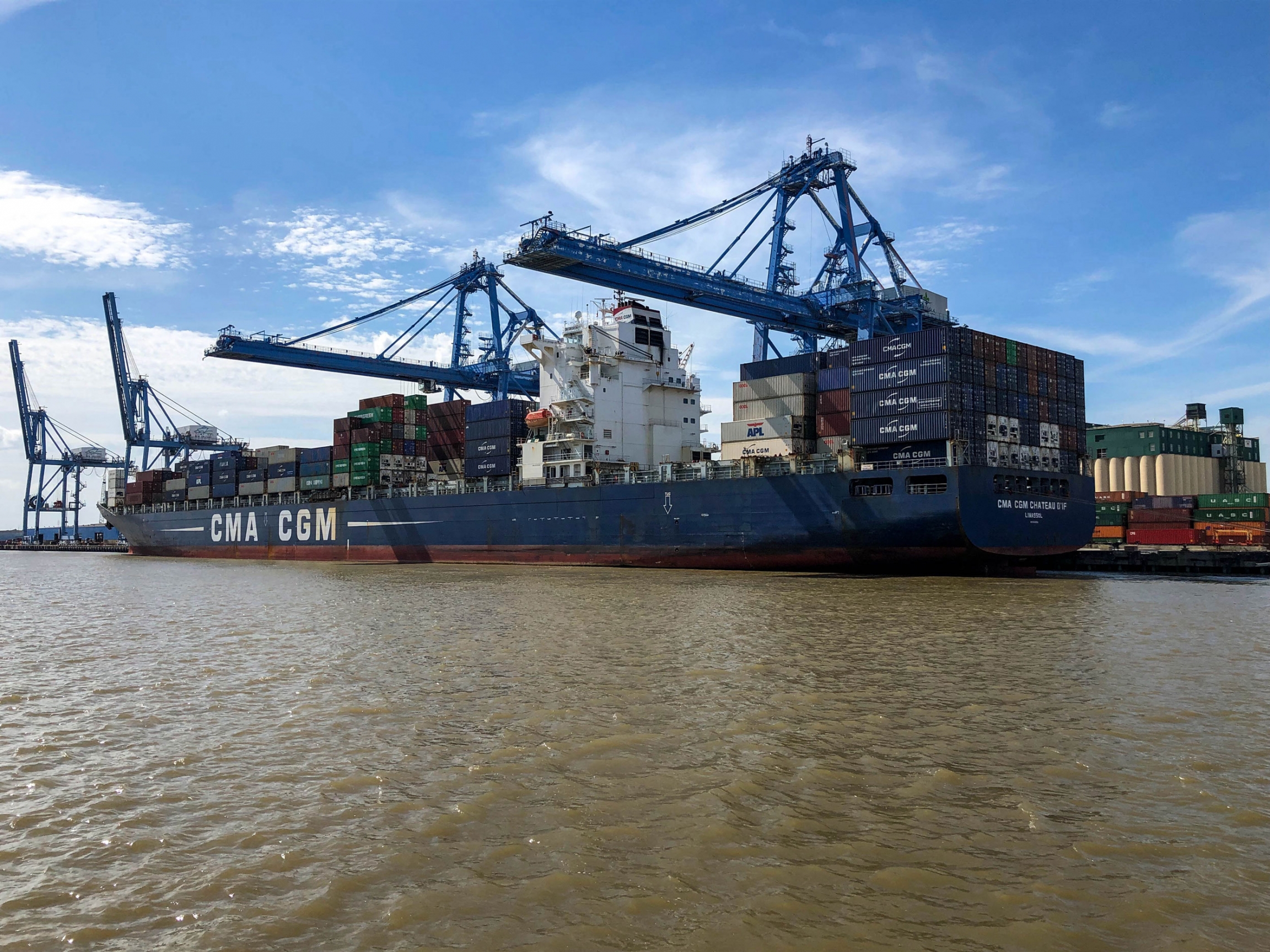 The Port of New Orleans is connected by nearly 15,000 inland waterways. The Port says that commerce through here supports 120,000 jobs nationwide. A large ship is shown carrying many containers of goods.