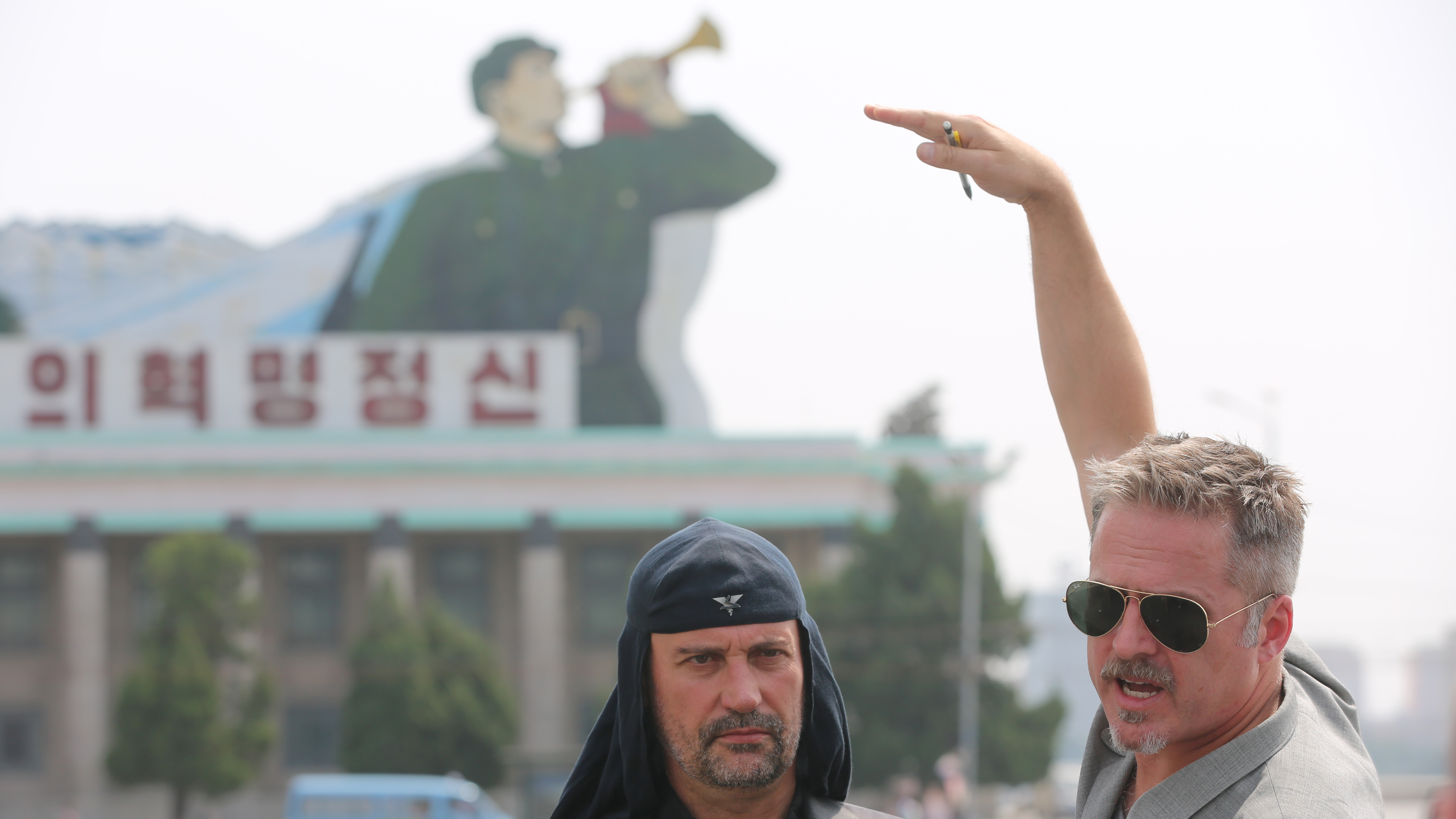 Director Morten Traavik (r) with the lead singer of Laibach, Milan Fras. Traavik brought the Slovenian band to Pyongyang in 2015 for a concert. And then he made a film about it. Director Morten Traavik (r) with the lead singer of Laibach, Milan Fras. Traavik brought the Slovenian band to Pyongyang in 2015 for a concert. And then he made a film about it.