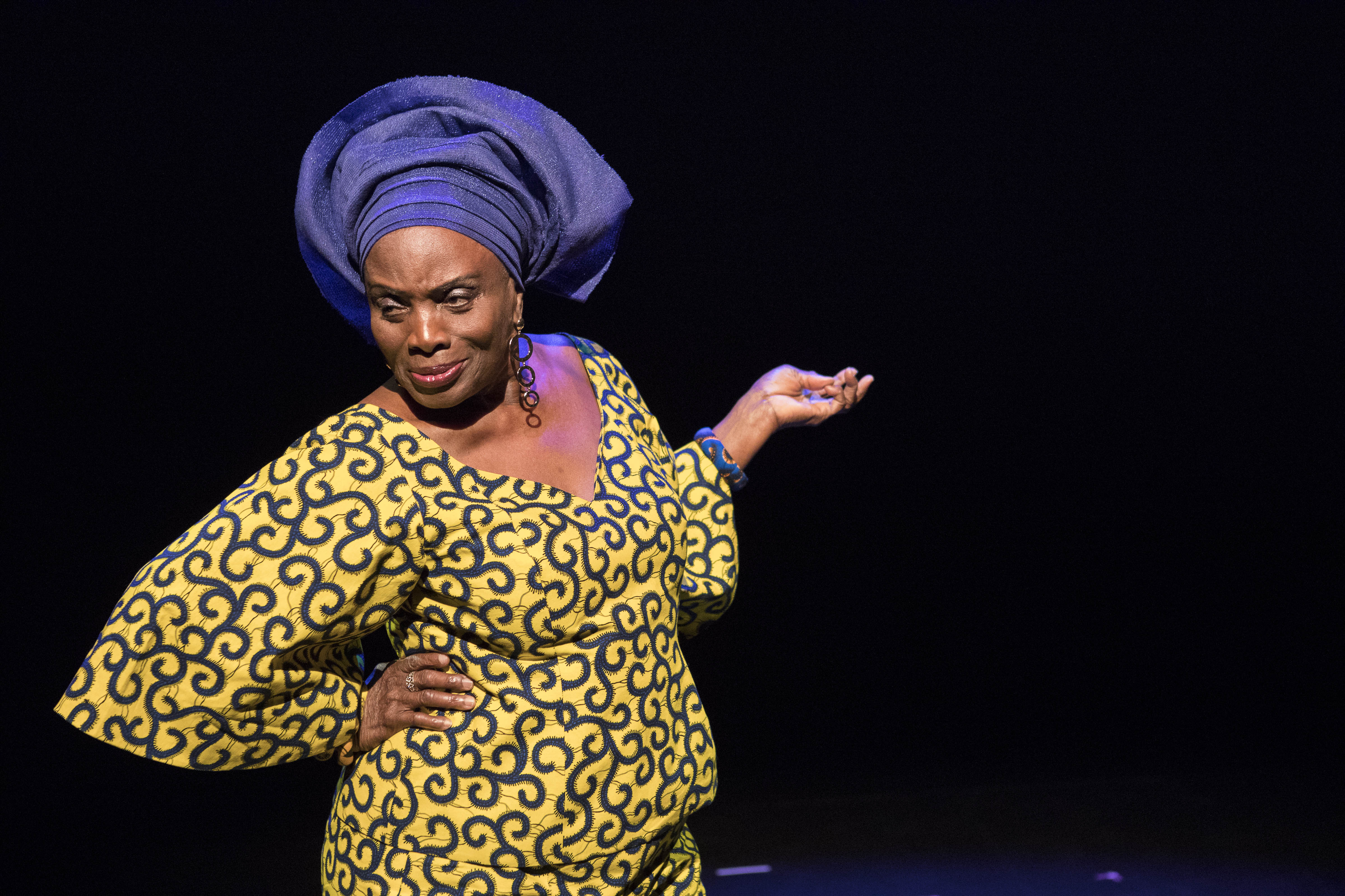 Taiwo Ajai-Lycette in HEAR WORD!  Naija Woman Talk True, a play that challenges some of the central tenants of the #MeToo movement. 