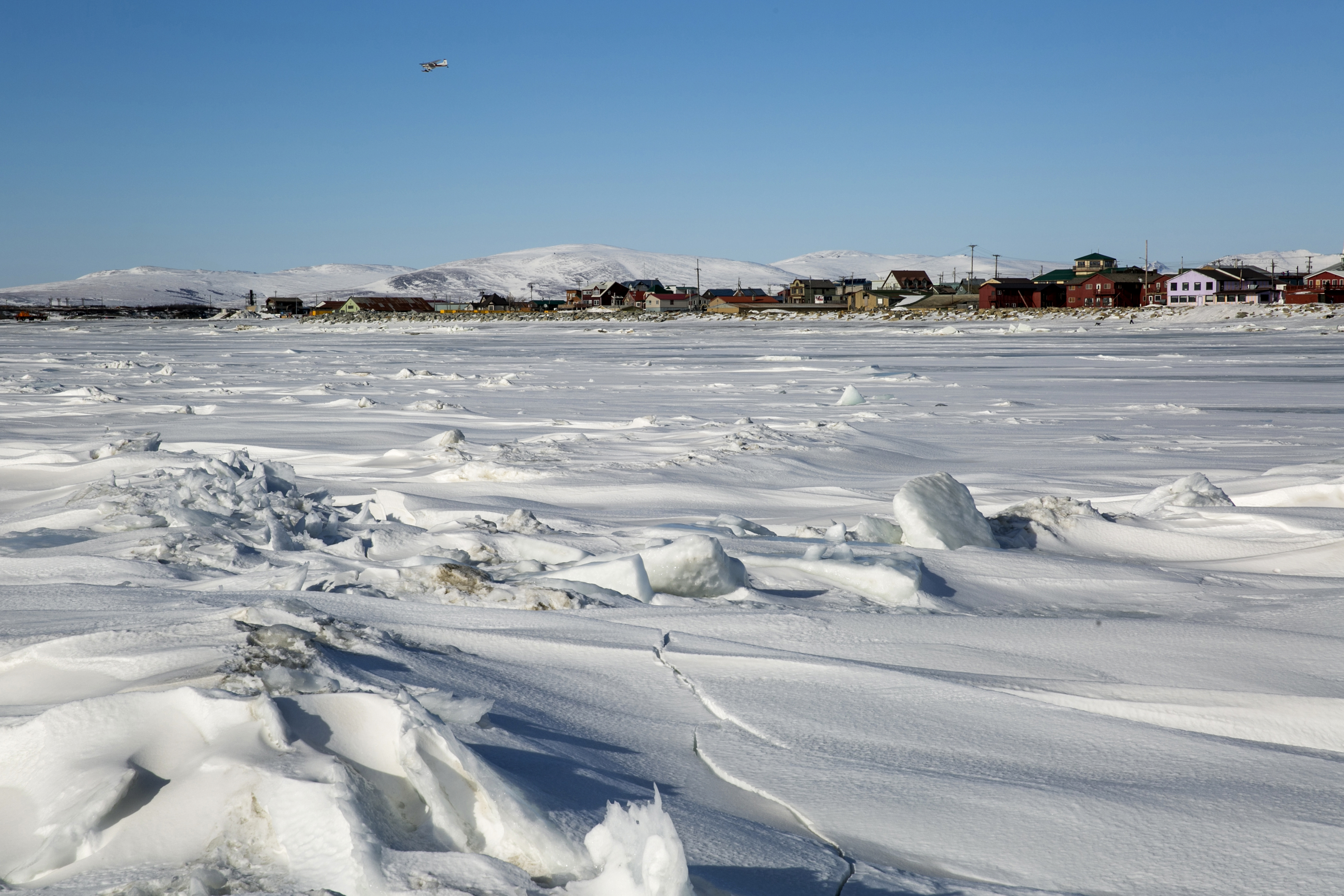 Frozen ice Bering Sea