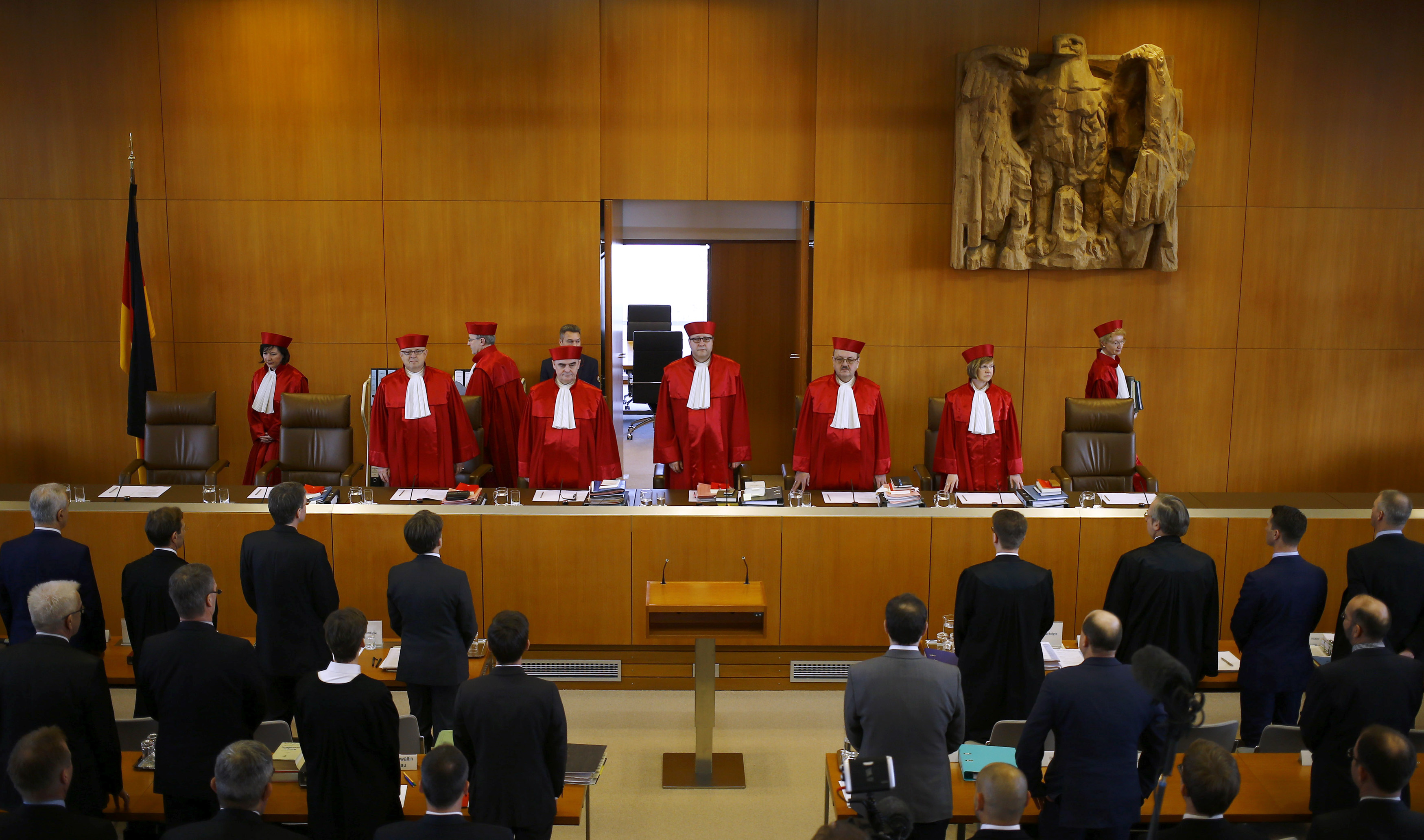 Germany's highest court assembles to hear the case on whether to ban the far-right NPD. Germany's highest court assembles to hear the case on whether to ban the far-right NPD.