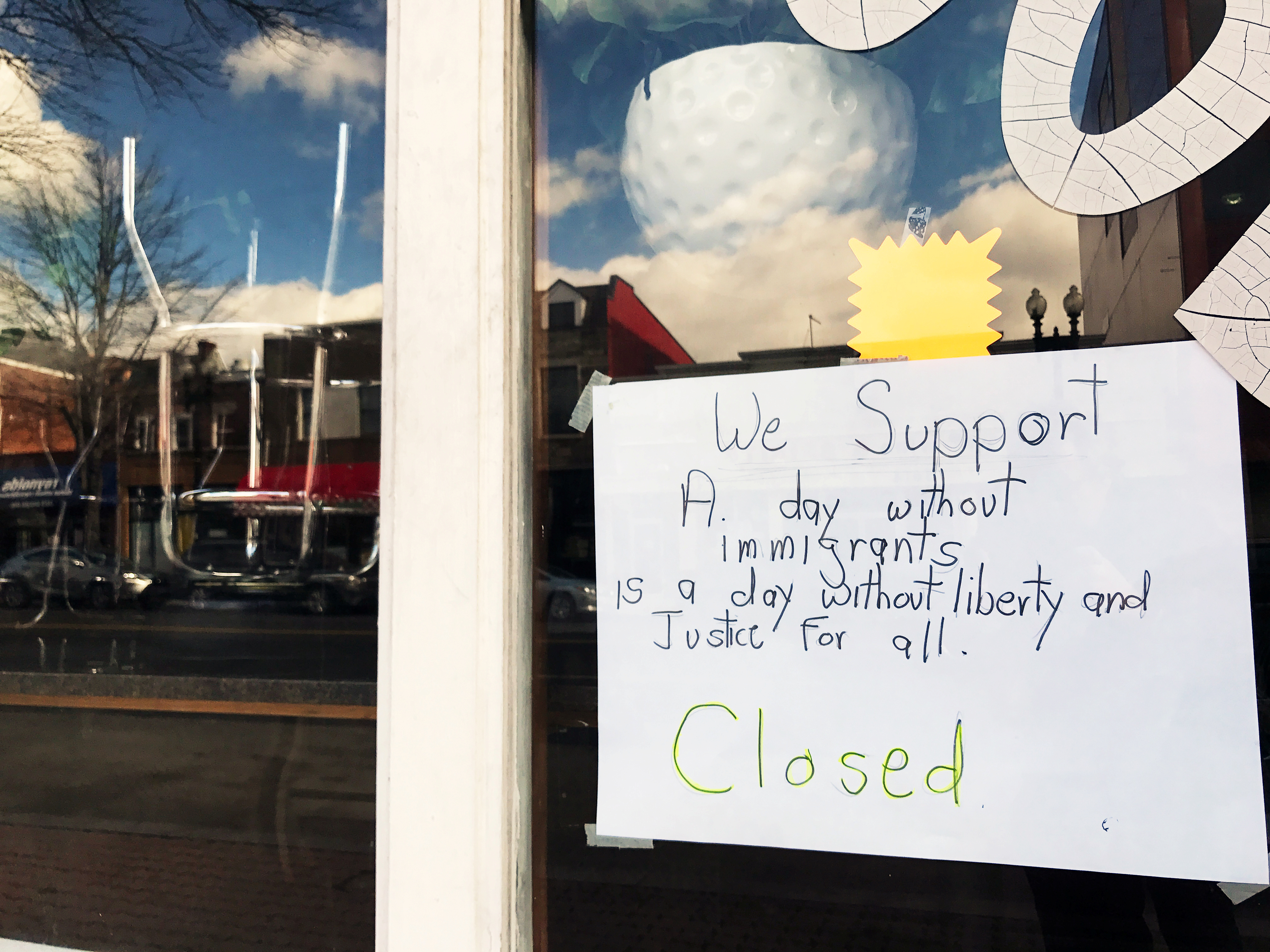 A restaurant on Georgia Avenue is closed in honor of the "Day Without Immigrants" protest in Washington, DC Day Without Immigrants