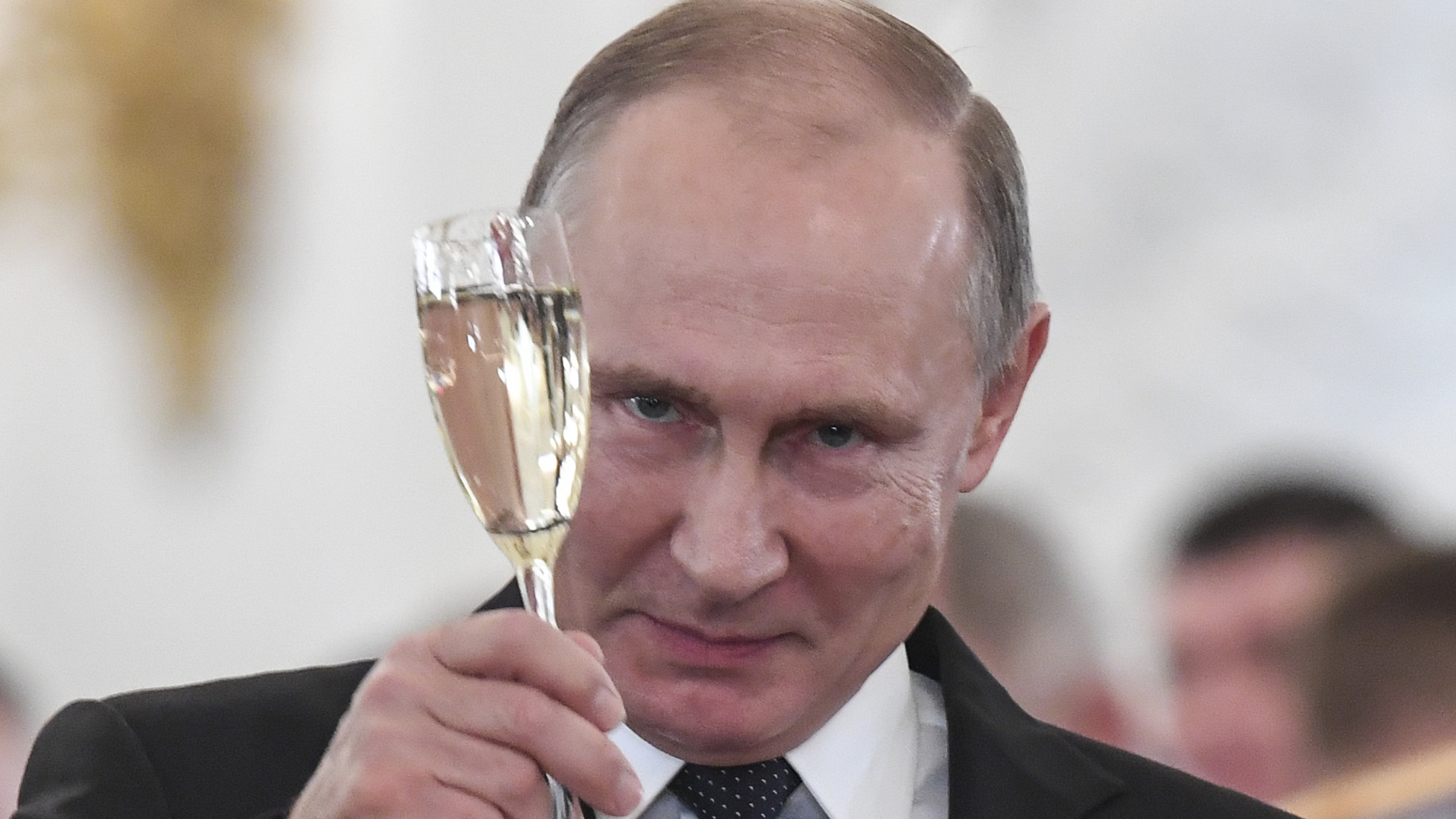Russian President, Vladimir Putin, toasts military personnel who served in Syria, at the Kremlin, December 28th 2017 Russian President Vladimir Putin, toasts military personnel who served in Syria, at the Kremlin, December 28th 2017