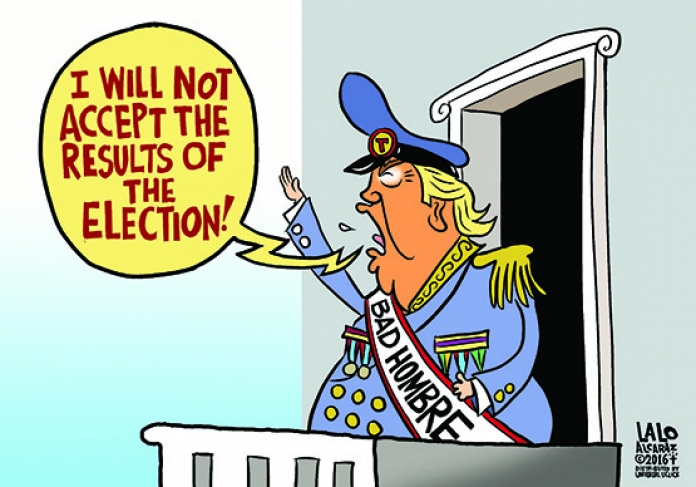 Mexican American political cartoonist Lalo Alcaraz responds to Republican nominee Donald Trump using the phrase 'bad hombres' during the third and final presidential debate