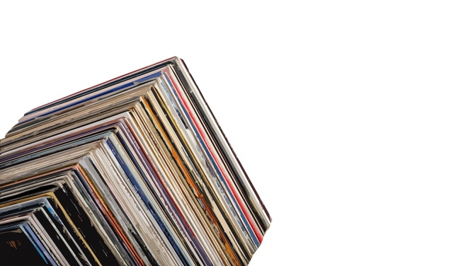 A tower of vinyl. A tower of vinyl.