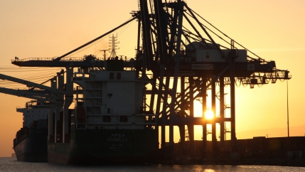 Djibouti City port, sundown. 