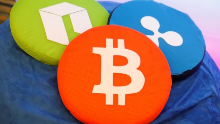 bitcoin logo on pillow
