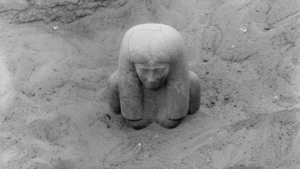 Kerma: Statue of Lady Sennuwy emerging, Dec. 16, 1913