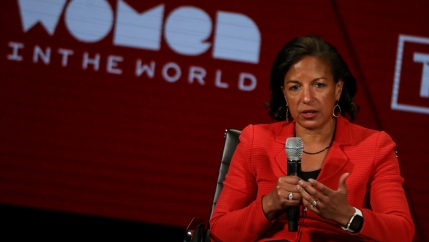 Former National Security Advisor and USS Ambassador to UN Susan Rice, speaks on stage at the Women In The World Summit in New York on April 11, 2019. 