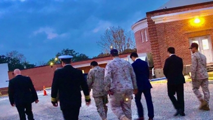 Saudi Arabia Defense Attache arrives to meet with Saudi students at the Naval Air Station in Pensacola, Florida