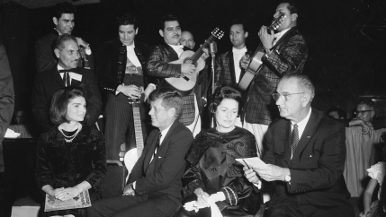 President John F. Kennedy and first lady Jackie, are seated with Lady Bird and Vice President Lyndon Johnson at League of Latin American Citizen's (LULAC) dinner in Houston, Nov. 21, 1963.