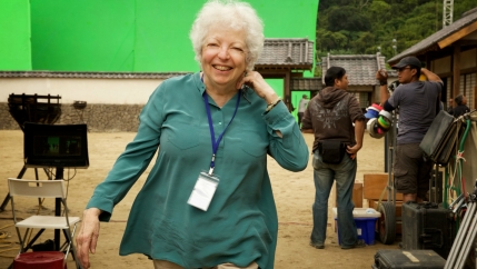 Thelma Schoonmaker on the set of “Silence.”