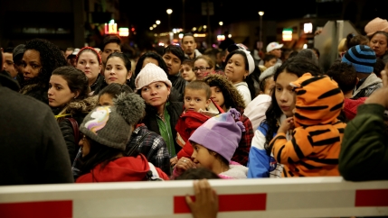 Migrants, mainly from Cuba, block the Paso del Norte border crossing bridge after a US appeals court blocked the Migrant Protection Protocols (MPP) program, which sent asylum-seekers back to Mexico to await the outcome of their case, in Ciudad Juarez.