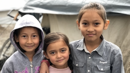 10-year-old Zohre, left, an asylum-seeker from Afghanistan, told The World being in Moria camp on the Greek island of Lesbos is 