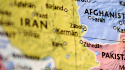 A map shows the region, including the border between Iran and Afghanistan.