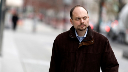 A man walks along a street 