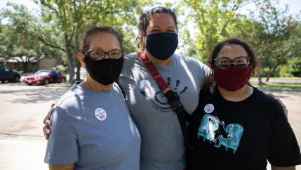 Dallas County voter Maria Cruz, left, along with her daughters Catalina and Susana Cruz, voted in Tuesday's primary runoff in Texas.