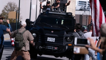Pro-Trump supporters, including Infowars host Alex Jones, hold a ‘Stop The Steal’ protest in Atlanta as Georgia’s officials work to complete the state's recount of ballots.