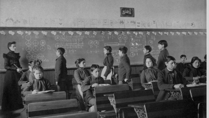 Native American students at the Carlisle Indian School, circa 1899. 