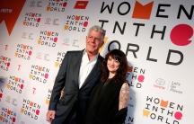 Anthony Bourdain poses with Italian actor and director Asia Argento
