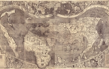 A old world map shows Africa at the center the map