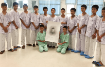 The Wold Boar soccer team and coach are in a Thai hospital after being rescued.