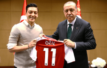 Turkish President Tayyip Erdoğan meets with Arsenal's soccer player Mesut Ozil