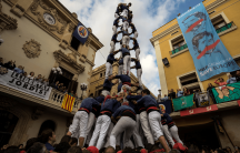 a human tower in Catalonia, Spain