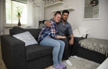 Haitham Dagher and his girlfriend Satu in their apartment in Oulu