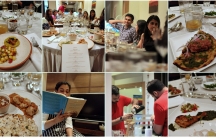 a collage of photos from Kashyap's dinner