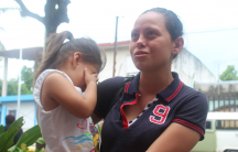 a nicarguan migrant woman and her daughter in mexico