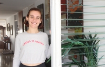 Woman standing in doorway 