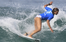 close up of Maya Gabeira surfing 