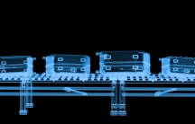 X-ray conveyor belt with luggage.