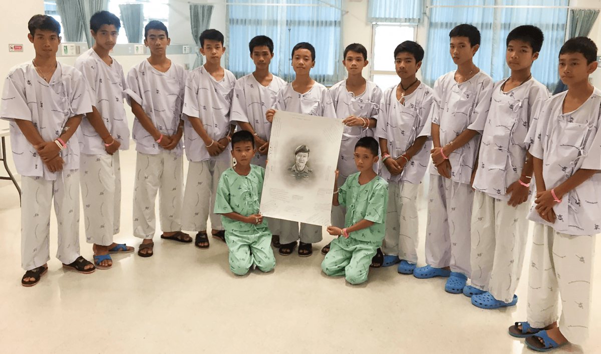 The Wold Boar soccer team and coach are in a Thai hospital after being rescued.