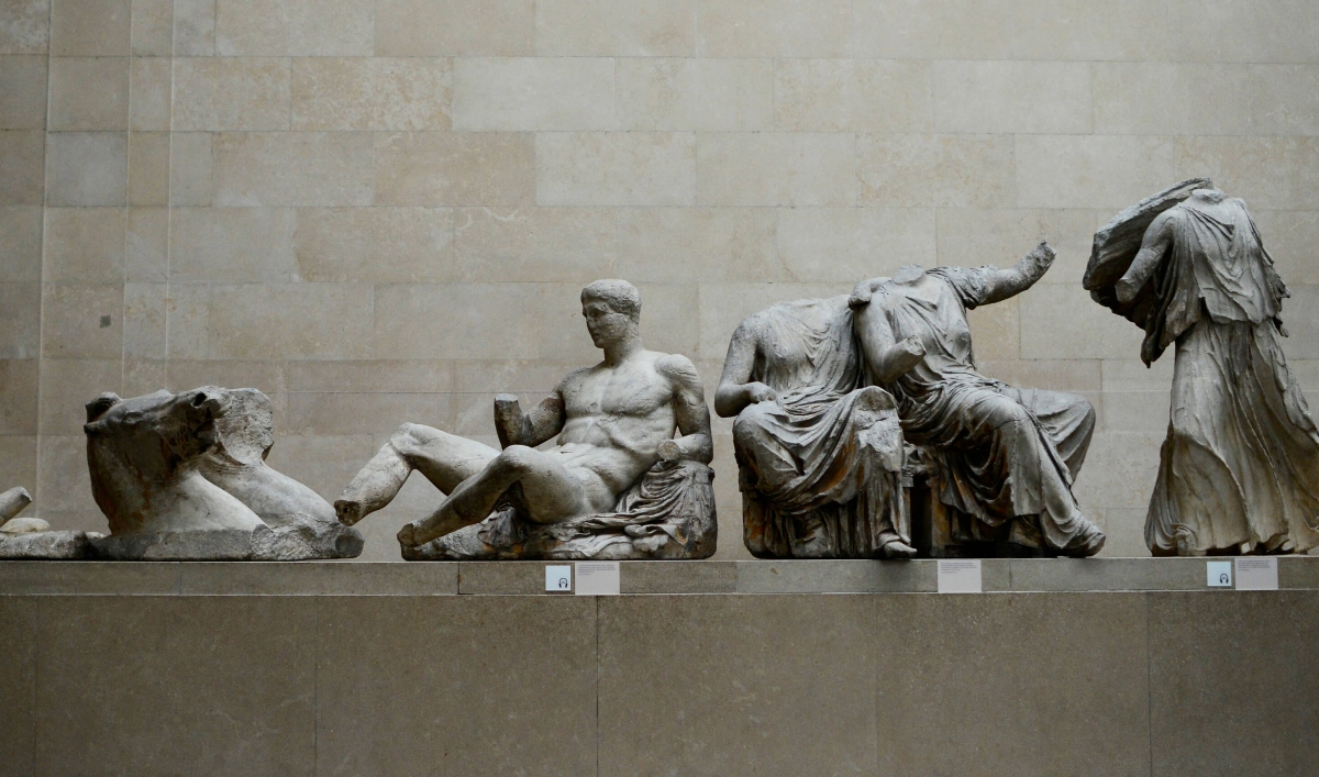 three marble structures lined up