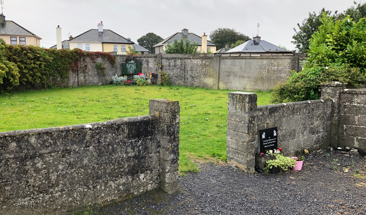 View of the mass grave at the Bon Secours mother-and-baby Home, Tuam County Galway Republic of Ireland.