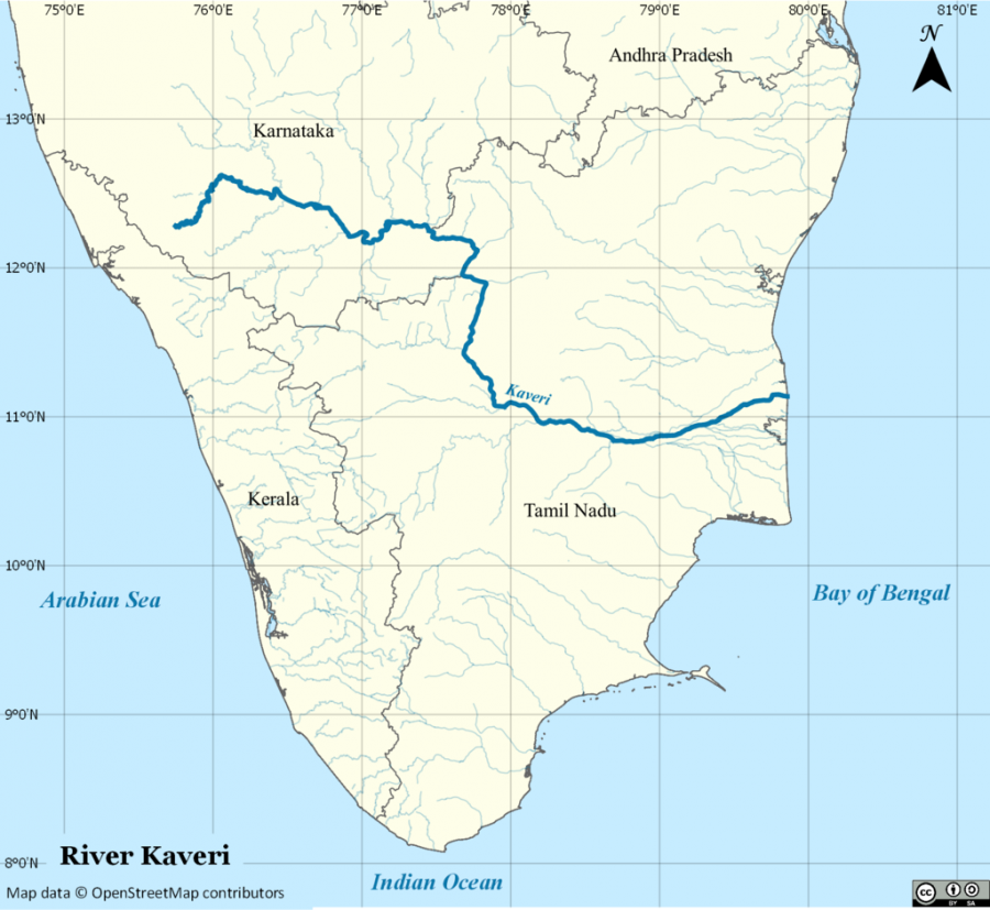 Cauvery river map India Cauvery river map India