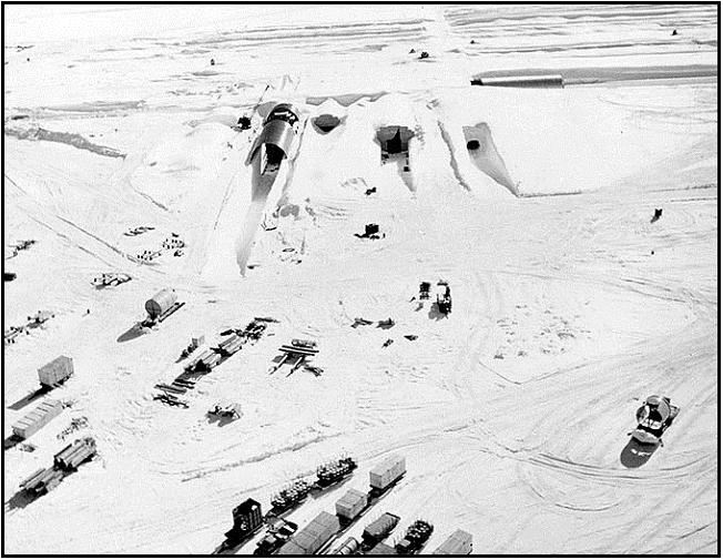 Camp century Entrances to Camp Century in northern Greenland during construction in 1959.