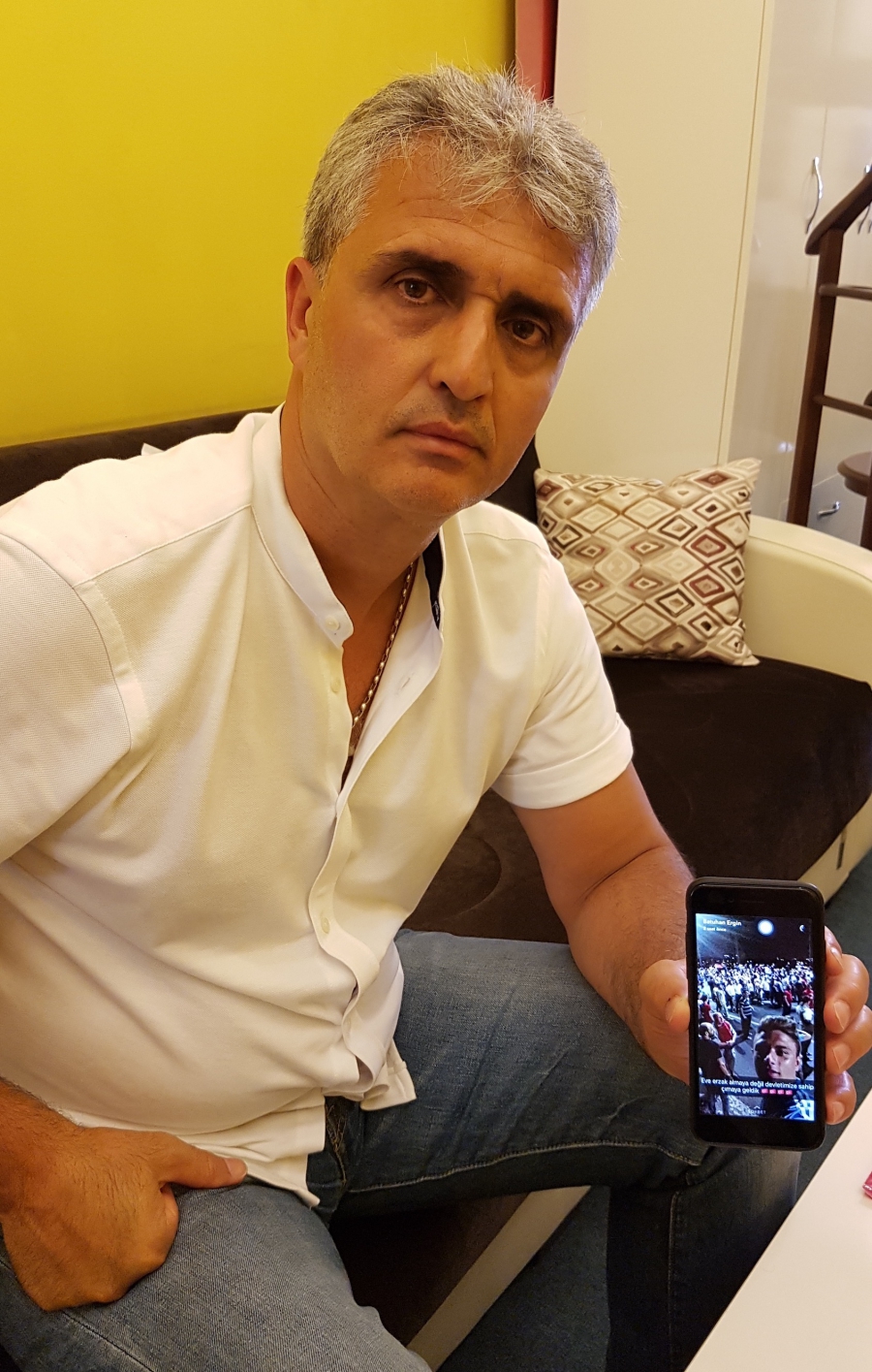 Ahmet Ergin shows a selfie his son Batuhan took from the Bosphorus Bridge, where he was shot and killed on the night of Turkey's coup attempt. Ahmet Ergin shows a selfie his son Batuhan took from the Bosphorus Bridge, where he was shot and killed on the night of Turkey's coup attempt.