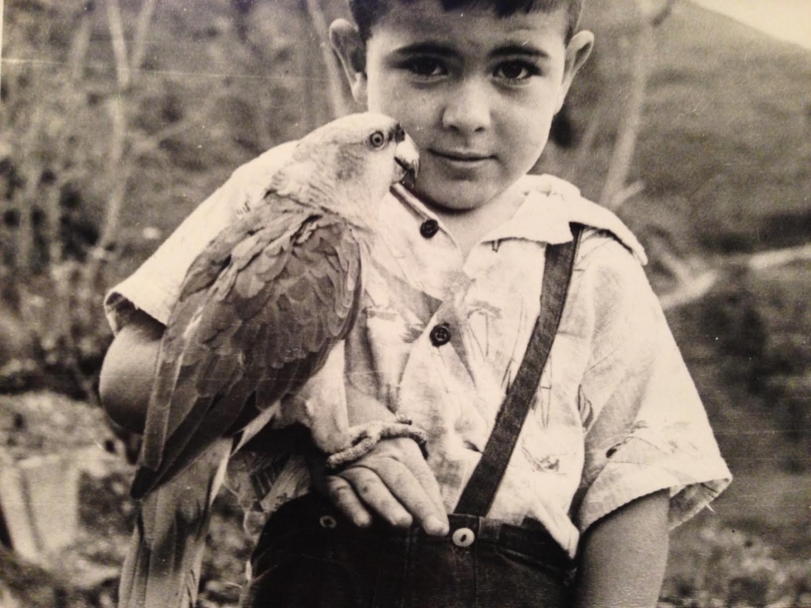John Campbell and his talking parrot, Lorita, in Segovia, Colombia. John Campbell and his talking parrot, Lorita, in Segovia, Colombia.