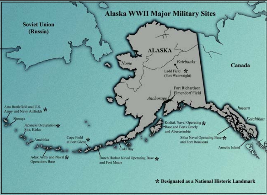 Japan To Alaska Map During World War II, Japan invaded two remote Aleutian islands off 